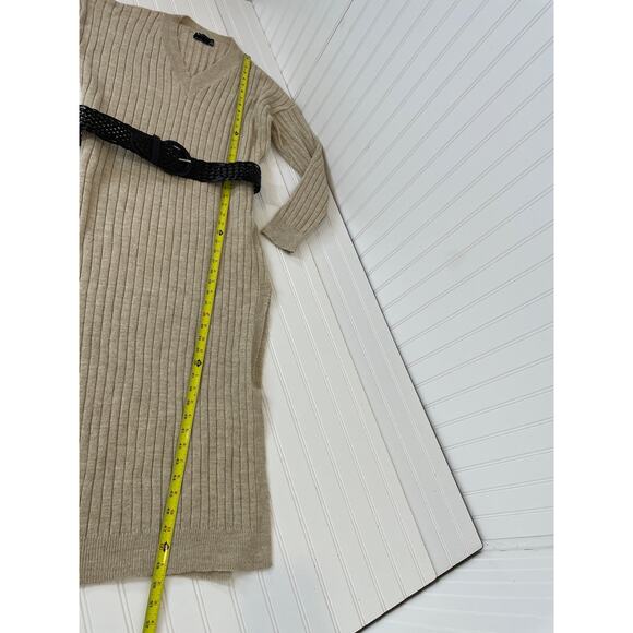 ASOS DESIGN Tall Knitted Maxi Sweater Dress with V-Neck in Oatmeal Size 4 - Picture 6 of 9